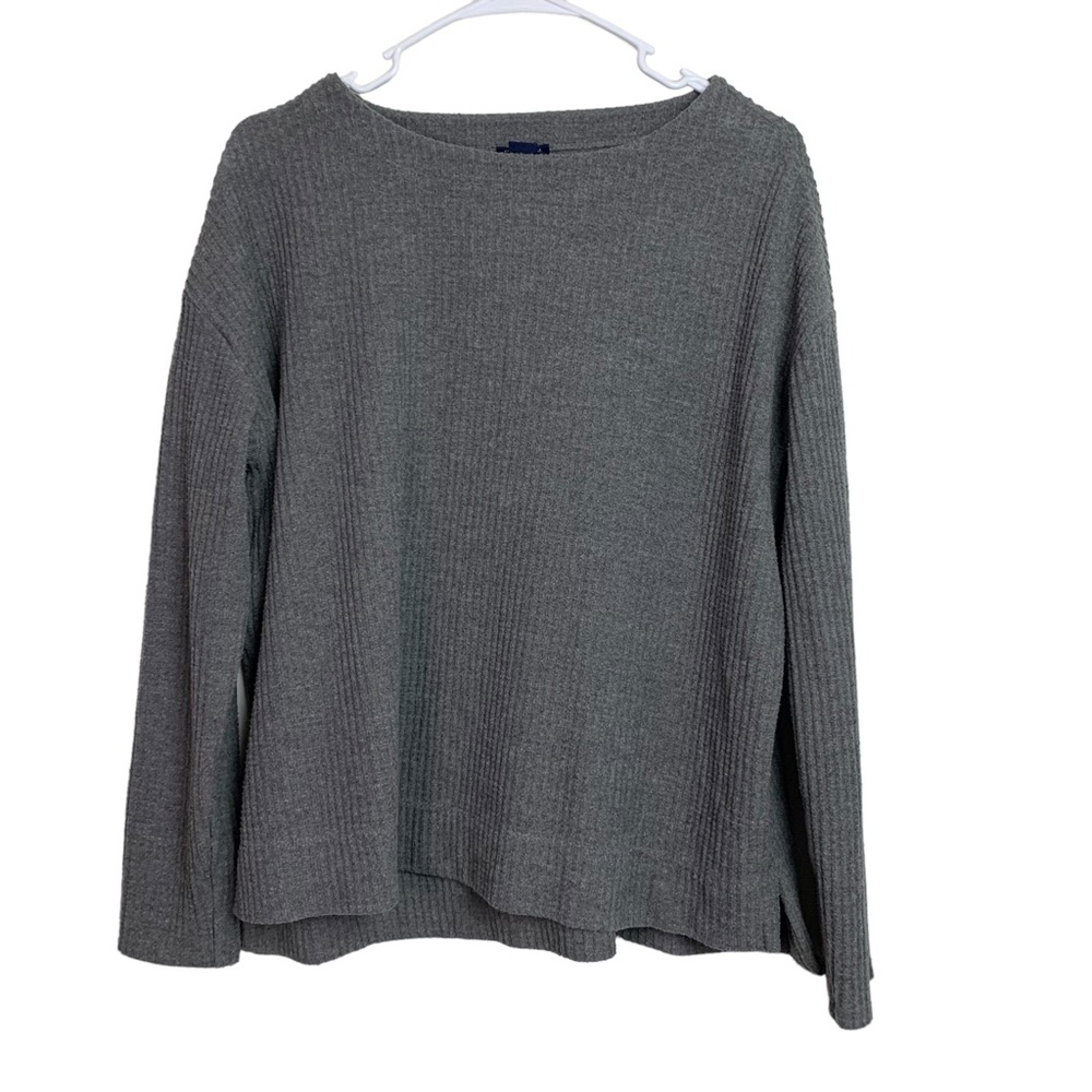 Splendid Gray Waffle Knit Long Sleeve Blouse Size M Women